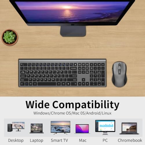 Combo de teclado inalámbrico y mouse ajustable gris Acozykitten de 2.4 G para laptop y PC 7