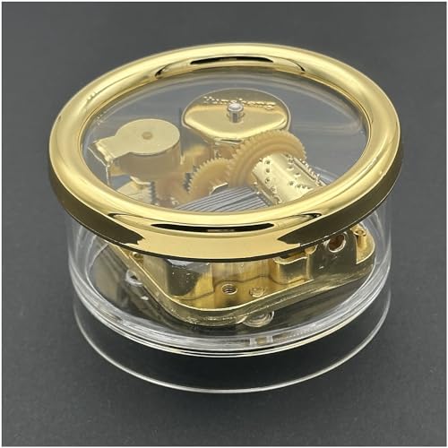 Pursuestar Edelweiss Wind Up Music Box, Round Acrylic Gold Musical Box for Mom/Dad/Daughter/Son - Unique Best Gifts for Birthday Christmas Wedding Mother's Day