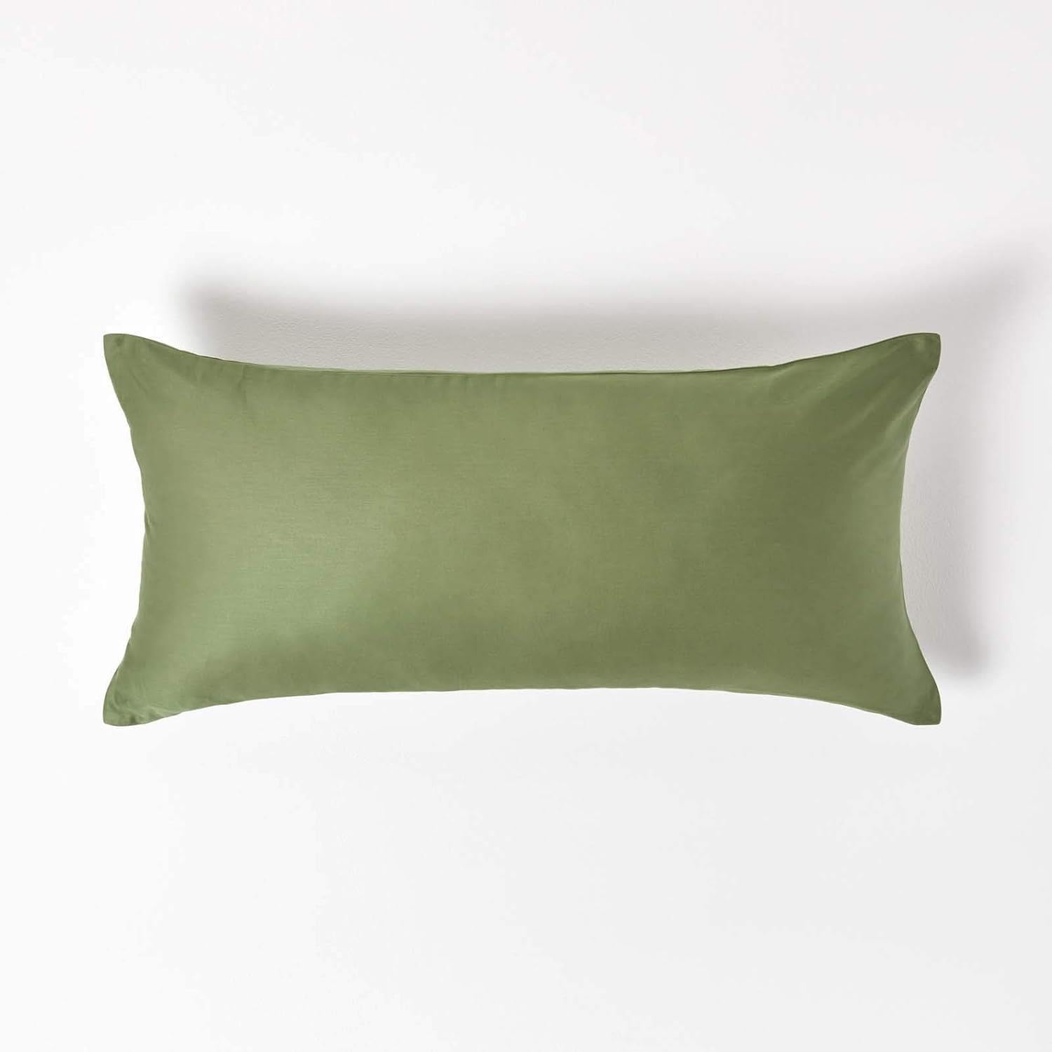 HOMESCAPES Green Organic Cotton Euro Size Pillowcase 40 x 80 cm 400TC 600 Thread Count Equivalent Pillow Case with Zip Pack of 2 — image 1