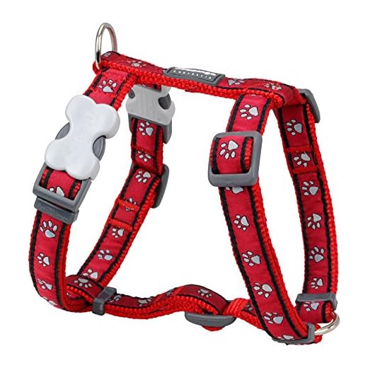 Red Dingo Desinger arnés del Perro Pawprints, Rojo (mm) X (Cuello: 46 – 76 cm/Body 56 – 80 cm) L