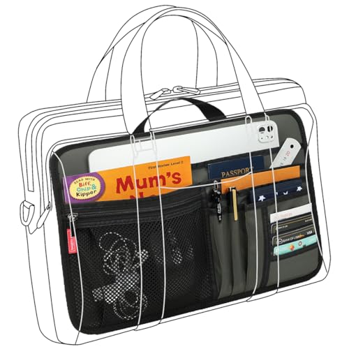 Large Briefcase Insert Organizer for Work Office File Document Laptop Storage Organizer (L, Grey)2