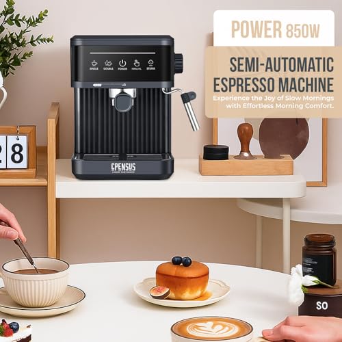 Image of CPENSUS Smart Coffee Maker Machine for Home 20 Bar Semi-Automatic Espresso Cappuccino Latte & Mocha machine With Steam Milk Frother Touch Panel Kitchen Appliances (20 Bar Machine)