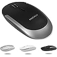Macally Wireless Bluetooth Mouse for Mac, MacBook Pro/Air, iPad, and PC - Comfortable and Quiet Wireless Mouse - Compatible Wireless Apple Mouse - Laptop Mouse Bluetooth (Silver)