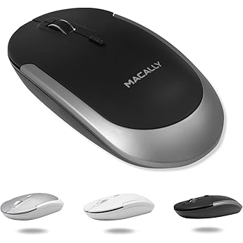Macally Wireless Bluetooth Mouse for Mac, MacBook Pro/Air, iPad, and PC - Comfortable and Quiet Wireless Mouse - Compatible Wireless Apple Mouse - Laptop Mouse Bluetooth (Silver)
