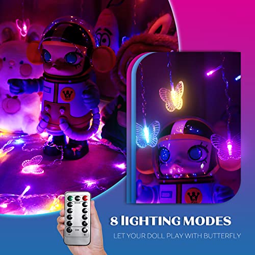 Butterfly Fairy Lights for Bedroom Curtain Ceiling Wall Decor USB Plug-in 120 Led 19.7FT Twinkle String Light with Remote, for Toddler Teen Girls and Christmas Decorations - image 3