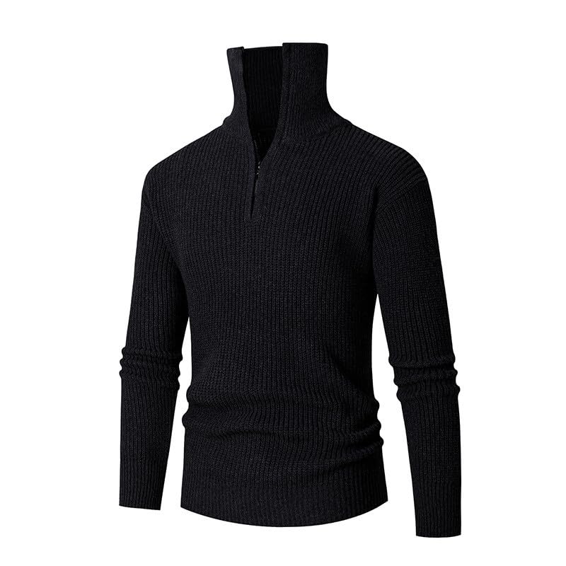 Muscularfit Mens Golf Sweaters and Pullovers Casual Fashion Long Sleeve High Neck Knitted Sweaters Slim Fit Knitted Pullover