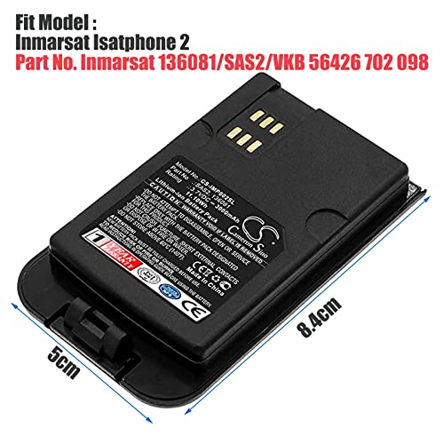 3.7V 3000mAh Satellite Phone Battery, Li-ion Replacement Battery for Inmarsat Isatphone 2, 136081 SAS2 VKB 56426 702 098