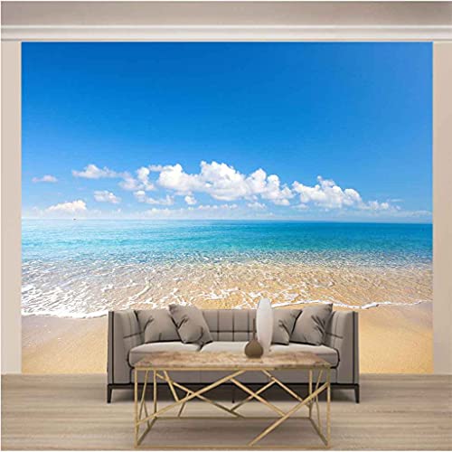 Poster géant mural auto-adhésif 3D effet plage mer - 3