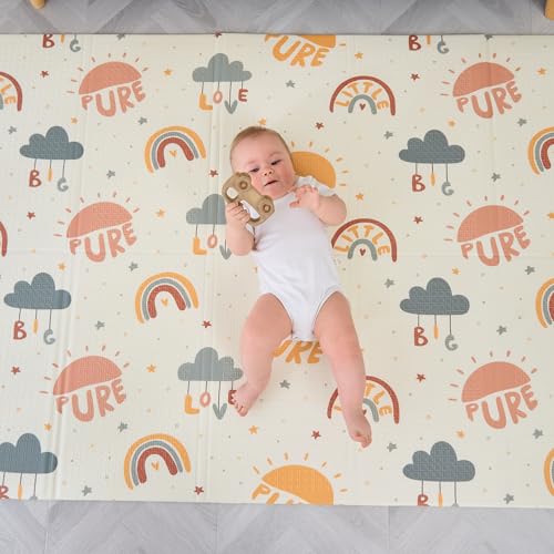 Alfombra Bebe Acolchada Plegable 120x180x1cm- Gimnasio Bebe - Manta De Juegos Bebe - Manta Actividades Bebe Impermeable Reversible - Tapete De Actividades Bebe - Gimnasio Infantil Bebe - Regalo Bebe