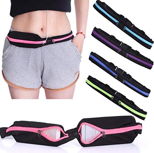 Running Belt Slim Waist Pack Fanny Pack with 2 Expandable Pockets for Women Men Hiking Travel Walking Jogging Workout Cycling Running Belt Fitness Sweatproof Mobile Phone Pouch Bag