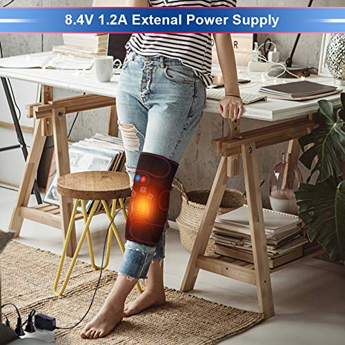 Heated Massage Knee Brace for Men and Women, Adjustable Heated and Massage Knee Heating Pad Thermal Heat Therapy Wrap Hot Compress for Cramps Arthritis Pain Relief Injury Recovery (1 Pair) - Thumbnail 6