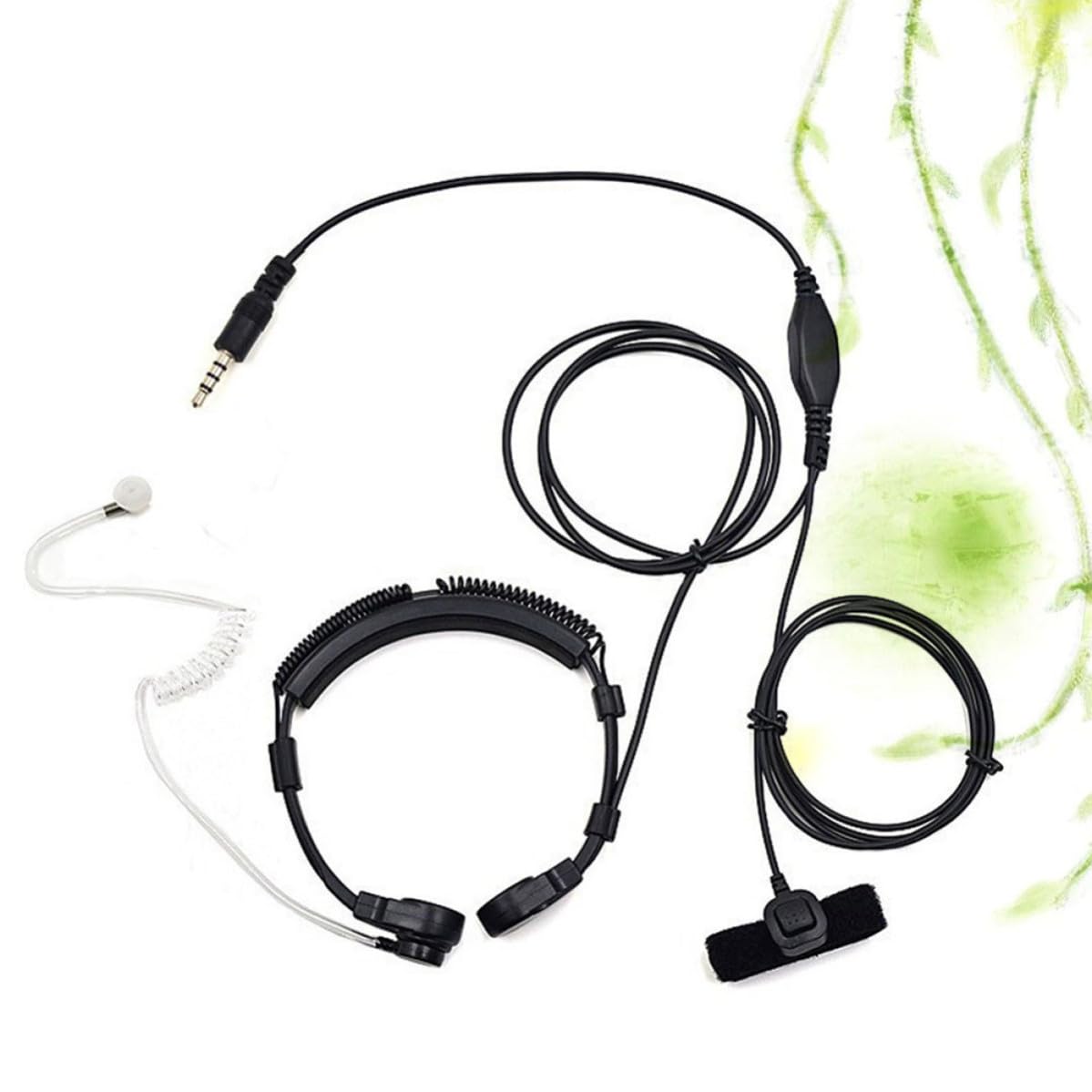 Kisangel 3,5 mm Klinkenstecker Kopfhörer mit Luftkanal Vibrationsmikrofon Kehlkopfgeräuschdämpfung Strahlenschutz und Verstellbarer Größe für Mobiltelefone und Computer