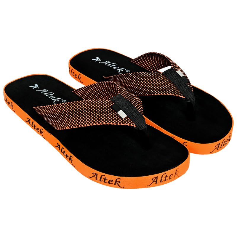 ALTEK Men's Rubber Eva Lining Anti Skid Fashionable Comfortable Casual Flip-Flop Slipper (Color:-Black, Size:-6)