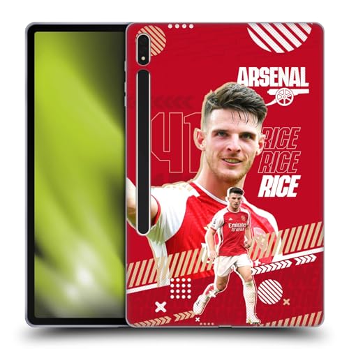 Head Case Designs Officially Licensed Arsenal FC Declan Rice 2023/24 First Team Soft Gel Case Compatible with Samsung Galaxy Tab S8 Plus