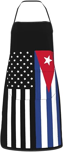 PARKNOTES Delantal de cocina con bandera cubana de Estados Unidos para mujer, babero de cocina con bolsillo, impermeable, para hornear, jardín, disponible en Yaxa Costa Rica