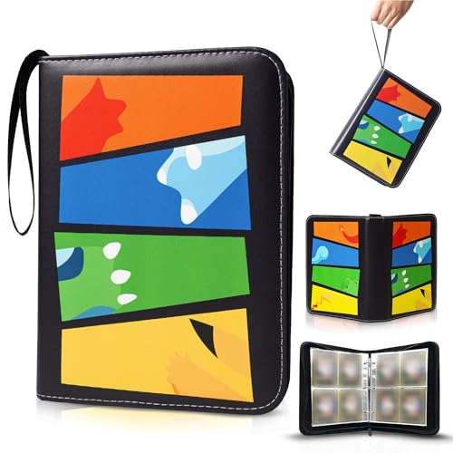 Album cartas coleccionables capacidad 480 - Archivador cartas con bolsillo lateral - Álbum cromos coleccionables - Clasificador de cromos - Archivador con cremallera y bolsillo lateral - Card Binder