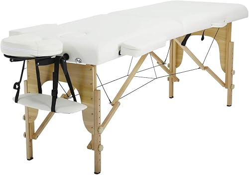 Mesa de masaje portátil plegable de 84 pulgadas de altura ajustable con 2 pestañas plegables con funda de transporte, piel sintética, profesional,