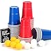 Upchase Beer Pong Becher, (100 Becher 10 Bällen) Bierpong Partybecher Sets, 473ml Bierpong Cups mit Bällen, Plastikbecher Rot und Blau 16oZ, für Weihnachten Geburtstag Festivals Hochzeit