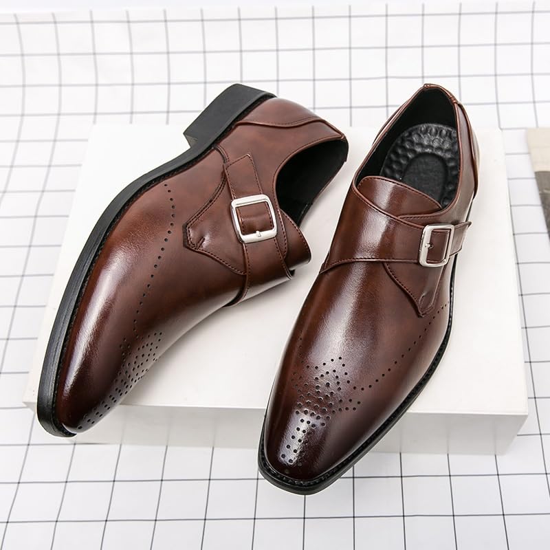 Dress Oxford Shoes for Men Slip On Burnished Toe Monk Italian Dress Shoes Men Wedding Shoes Casual Loafer Designer Flat Shoes Non Slip Anti-Slip Walking3