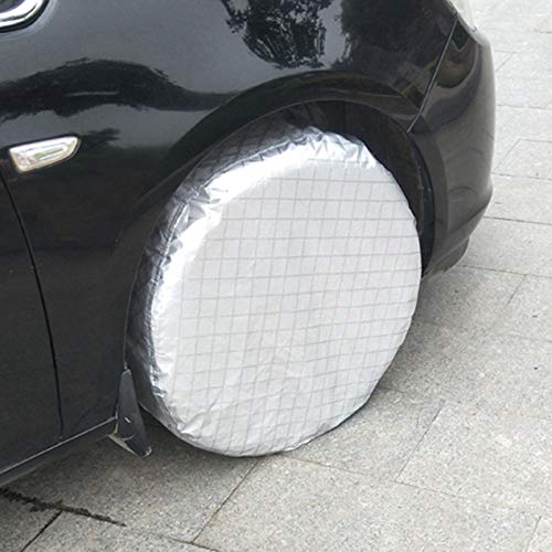 Image of Set of 4 Tire Covers, RV Wheel Covers Aluminum Film Anti? Tyre Protector Sun Rain Snow Protector for Car Truck SUV RVs(27 29 feet) Tire Cover Wheel Bag Spare Covers