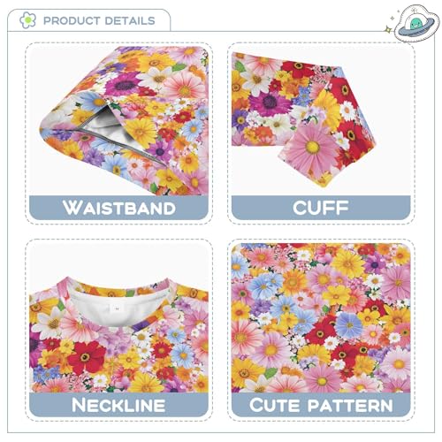 JUNZAN Spring Colorful Flowers Little Boys Sweatshirts Hoodies Fleece Kids Pullover Hoodie Sports 4T3