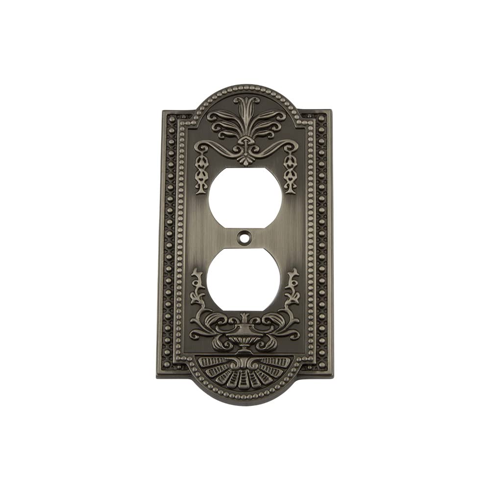 Nostalgic Warehouse 719788 Meadows Switch Plate with Outlet, Antique Pewter