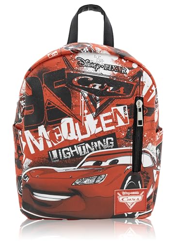 Disney Pixar Cars Lightning McQueen Mini Backpack for Kids | Bold Graphic Design | Small Red PU Leather Backpack Purse | Ages 3+