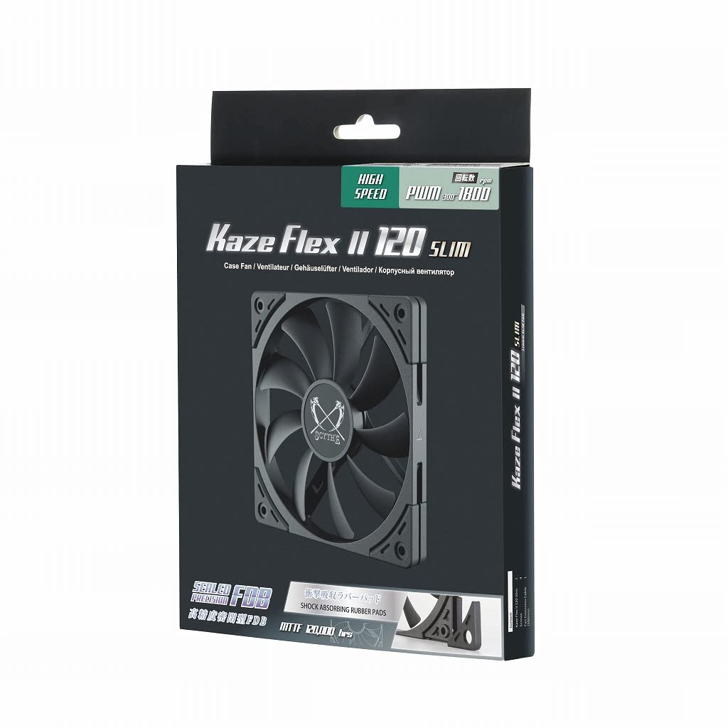 Size: KAZE FLEX II 120 SLIM PWM Compatible, Up to 1,800 rpm KFS1215FD18-P