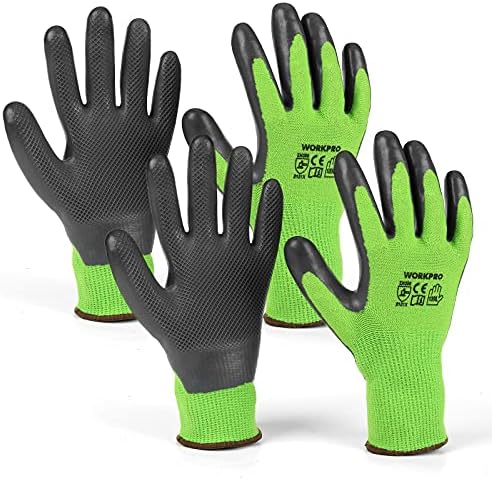 WORKPRO 2 Pairs Garden Gloves, Working Gloves with Eco Latex Palm Coated, Works Gloves with Touchscreen for Weeding, Digging, Raking and Pruning(L)