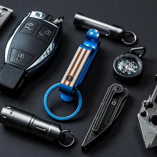 Image of KeyUnity KM00 Titanium Belt Loop Keychain Clip Double Side Quick Release Key Holder with Detachable Key Ring