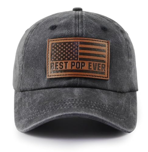 Image of Best Dad Ever American Flag Hat,Adjustable Cotton Embroidered Fathers Day Birthday Gifts for Papa Baseball Cap