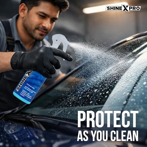 Image of ShineXPro Glass Cleaner Spray 300 ml - Streak Free Car Glass Cleaner Liquid with Anti-Static Additives - Windshield Cleaner safe for both Tinted & Coated Glass with Powerful Cleaning Agents