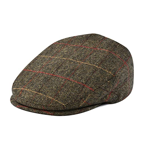 Image of FEINION Men's Wool Tweed Newsboy Ivy Cap Gatsby Golf Flat Hat