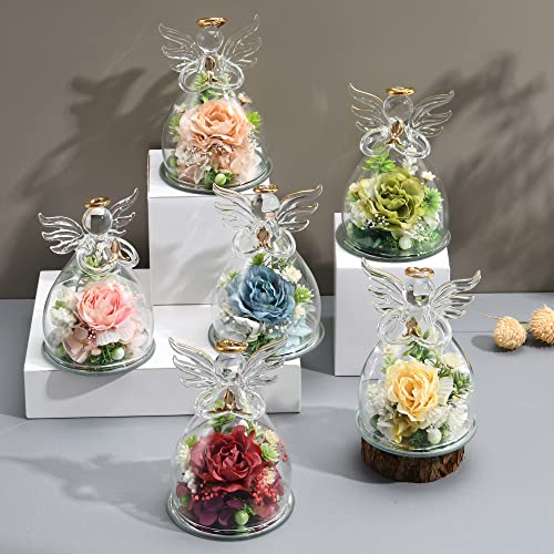 Valentines Day Gifts For Her Gifts,Gifts For Women,For Girlfriends Gifts,Gift Cards,Mothers Day For Mom Grandmothers Birthdays Holidays Faux Flowers Hydrangeas Glass Angel Gifts(Red) #TOP3