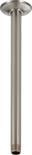 Delta Faucet - Brazo de ducha de montaje en techo de 14 pulgadas y brida, brazo de ducha recto de níquel cepillado, inoxidable U4998-SS