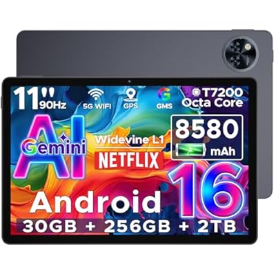 DOOGEE U11 Pro Tablet Android 16 30GB+256GB/2TB TF Gemini AI Tablet 11 Pulgadas Octa-Core Tablets para Niños HD IPS 90Hz 8580mAh Batería 5G WiFi/Widevine L1/13MP+5MP/Face ID/GMS Tablets Infantil