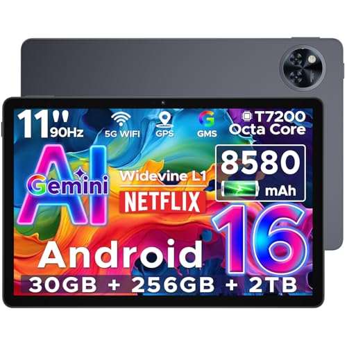 DOOGEE U11 Pro Tablet Android 16, 30GB+256GB/2TB TF, Gemini AI Tablet 11 Pulgadas Octa-Core, Tablets para Niños HD IPS 90Hz, 8580mAh Batería, 5G WiFi/Widevine L1/13MP+5MP/Face ID/GMS Tablets Infantil