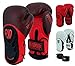 EVO Fitness Boxhandschuhe für Herren und Damen, MMA, Muay Thai, Kampfsport, Kickboxen, Sparring, Training, Kampf, UFC, Erwachsene, Handschuhe mit Handbandagen (schwarz, 453 g)