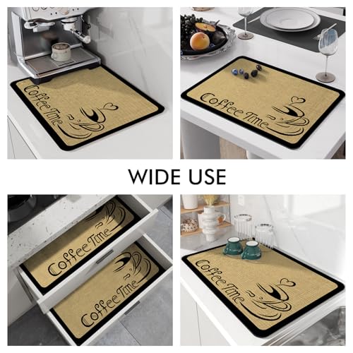 Image of LIMNUO Coffee Mat Coffee Hide Stain Absorbent Drying Mat with Waterproof Rubber Backing Fit Under Coffee Maker Coffee Machine Coffee Pot Espresso Machine (Coffee Time, 12 inchx19 inch)