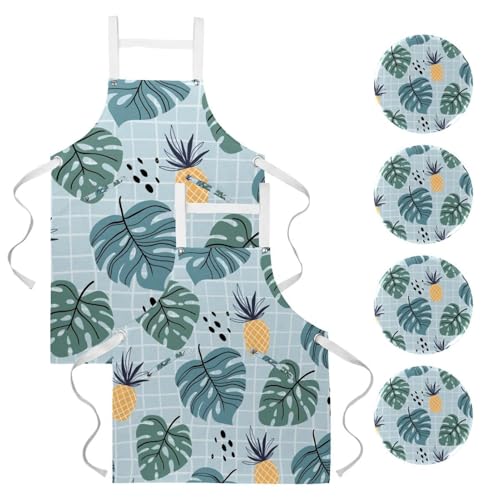 Tablier de serveuse imprimé tropical idéal pour la pâtisserie et le service en bar