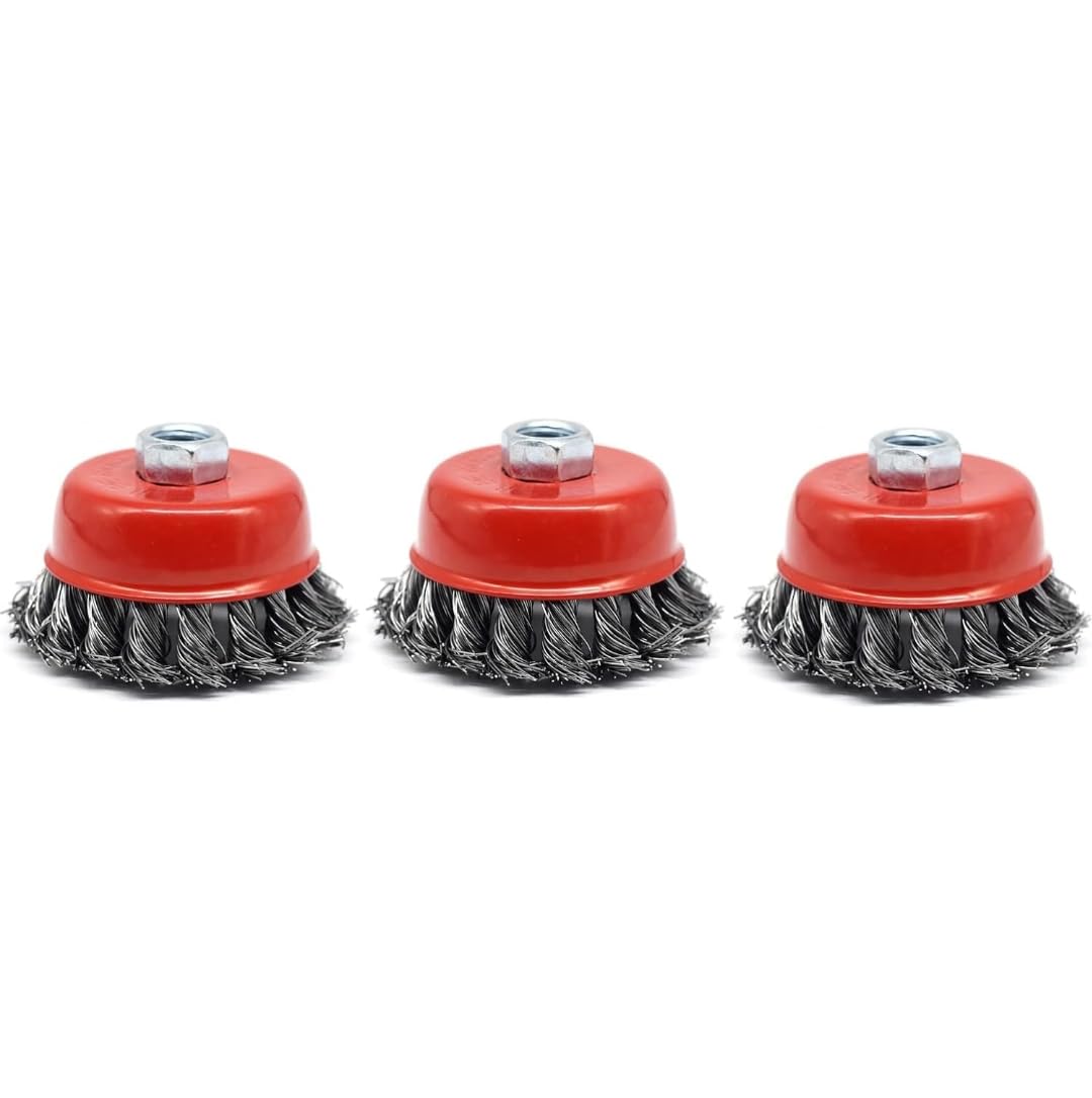 AK DIAMOND 3pc Twisted Wire Wheel Knotted Cup Brush Set - 3 Inch Diameter for Angle Grinder, Ideal for Rust and Paint Removal (B0CSXFZ8HS) Amazon Price History, Amazon Price Tracker