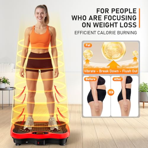 Image of Vibration Plate Exercise Machine, 130 Levels Full Body Workout Vibrating Plate for Lymphatic Drainage Weight Loss, 450 Lbs Capacity Shake Platform with Bluetooth for Women Men