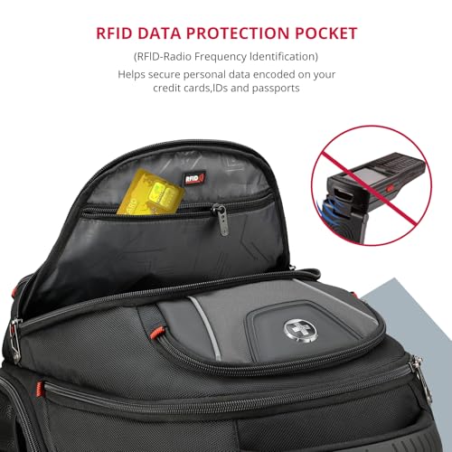 Image of Swissdigital Design Men's Laptop Backpack for College and Business Travel with Integrated USB Charging Port and RFID Protection Fits 15.6 inch Laptops Bag Black /Grey | J14-02