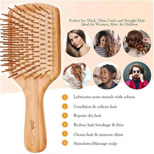 Haarbürste Holz Antistatische Paddelbürste Haarbürste Herren Bambusgriff mit Abgerundeten Holzborsten bürste für Extensions für Frauen Männer und Kinder Eduzieren Frizz Massage Kopfhaut - Platz