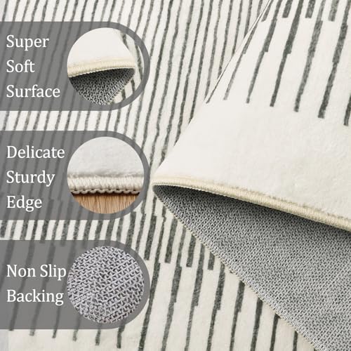 Tapete Morebes 5'x7' Blanco y Gris Geométrico Lavable miniatura 3