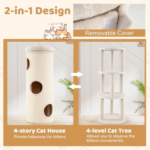 Casa para gatos 4 pisos, 49 pulg. con rascador de sisal miniatura 7