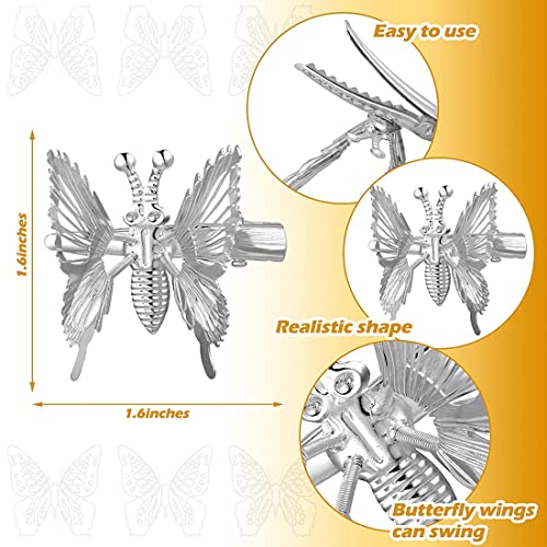 Charming Butterfly Hair Clips Set of 2, Silver/Gold