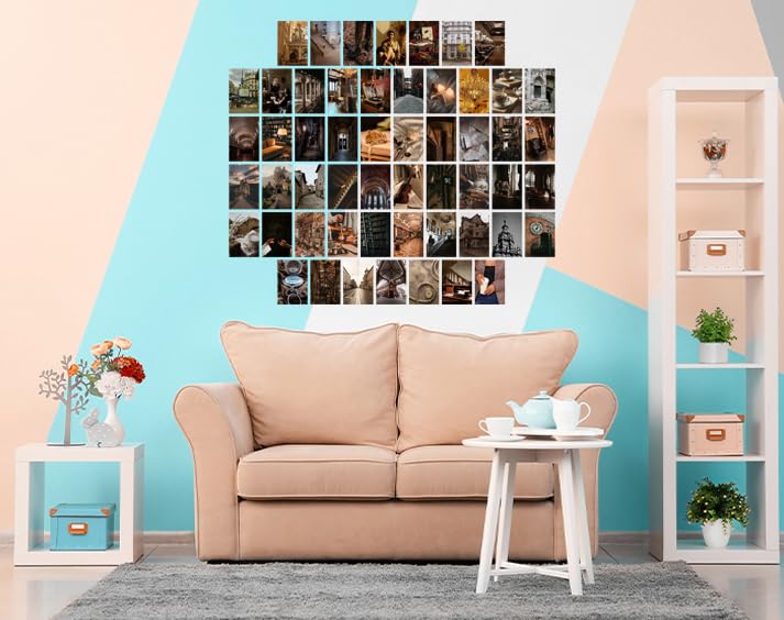Image of Pack of 54 Dark Academia Wall Collage Kit Posters - 4 x 6 Inches Wall Decor Poster - Wall Art For Bedroom, Living room, Office - 1 Tissue Tape
