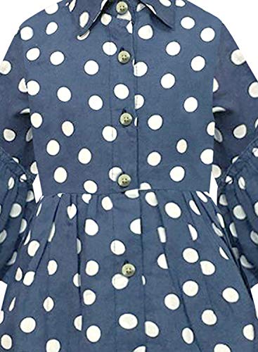 Image of A.T.U.N. (ALL THINGS UBER NICE) Girls Cotton Fit and Flare Knee Length Casual Dress | Button Closure with Ruffle Sleeve