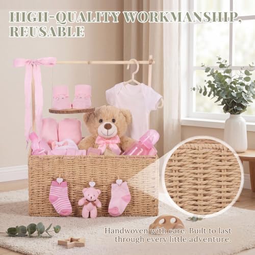 Novabright Wooden Woven Baby Shower Crate Closet with Handle Swing, Pink — 사진 4